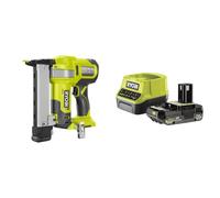 Ryobi - Agrafeuse de finition 18G à air comprimé 18V - agrafes dos 5,5 à 6,1 mm, longueur 10 mm à 38 mm - Livrée avec 500 pointes - 1 batterie 2Ah et 1 chargeur rapide