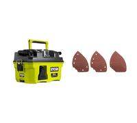 RYOBI - Aspirateur Eau et poussière 18V - 105 AW - 1500 L/Min - 11 L - RV1811 & Assortiment de 10 Abrasifs Auto-Agrippants 140x100mm pour Ponceuse Triangulaire