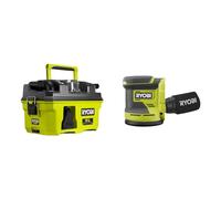 RYOBI - Aspirateur Eau et poussière 18V - 105 AW - 1500 L/Min - 11 L - RV1811 & Ponceuse Excentrique 18 Volts One - 125 mm - 3 abrasifs - RROS18-0