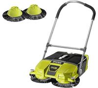 RYOBI - Balayeuse Motorisée 18V One+ - Largeur Nettoyage 53cm, Vitesse Rotation 140 TR/Min - Poignées Réglables, 4 Brosses, 1 Collecteur Transparent 17L (Batterie et Chargeur Non Inclus)