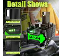 Ryobi Batterie lithium-ion 18V, batterie de rechange, P108 P102 P103 P104 P105 P109 BPL1820 RB18L50 RB18L40, 1 PACK 6,0 Ah