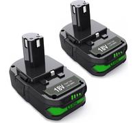 Ryobi Batterie Lithium-Ion 18V, compatible avec Ryobi One P108 P102 P103, longue durée et sans fil, 2 PACK 3,0Ah