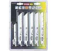 RYOBI - Blister 6 lames panachées scie sabre longueur 100 / 152 mm bois / métal - emmanchement universel scie sabre - RAK06RB