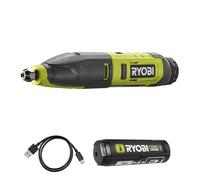 RYOBI - Ciseaux à bois 4V - Câble USB C (sans batterie) - Livrés avec 3 gouges, câble USB-C + batterie 3Ah (Powerbank - recharge les téléphones)