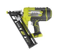 RYOBI Cloueur de Finition 18V ONE+ 15G 24-64 mm R15GN18-0 (Sans batterie) | Technologie AirStrike sans compresseur, magasin incliné 34°, réglage de profondeur, 100 pointes et embout de protection