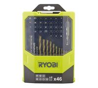 RYOBI - Coffret 46 accessoires mixtes : forets béton & métal + 31 embouts 25 mm PH / PZ / SL / HEX / T / TX / SQ - RAK46MIX