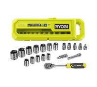 RYOBI - Coffret Clé à Cliquet 1/4" - RHRS20PC - 20 Pièces, Douilles 4-13mm, 90 Dents, Mécanique Précision