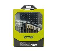 RYOBI - Coffret 69 accessoires mixtes : forets bois, béton & métal + 43 embouts 25 mm + 1 porte-embout - RAK69MIX