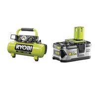 RYOBI - Compresseur à cuve 18V - 3,8 L / 0,6 CV & Batterie 18 Volts ONE+ 5,0 Ah Lithium-Ion - Compatible avec Tous les Outils 18V ONE+ et 100% Rétro-Compatible