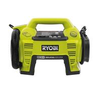 RYOBI Compresseur Gonfleur 18V ONE+, à Batterie (Non Incluse) avec Affichage Numérique Pression Intégré - Pression Max 10,3bars / Débit Max 210L/min - Inclus 3 Embouts de Gonflage - R18I-0