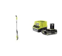 RYOBI - Coupe-Branches Télescopique 18V One + Lames Bypass 32 mm - Tête Articulée - Longueur 190 à 270 cm - avec Harnais Bretelle 1 batterie 2Ah compacte et 1 chargeur rapide