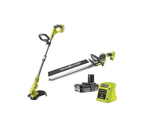 RYOBI Duo Jardin 18V One+ Coupe-Bordures RY18LT18HTA-120 Batterie fournie | Taille-haies Linea de 55 cm, mode EasyEdge, largeur de coupe réglable de 25 à 30 cm, accu 2,0 Ah et chargeur 1,7 A inclus