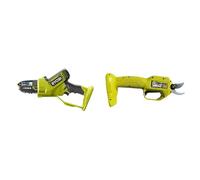 RYOBI - Élagueur à main 18V - Brushless/moteur sans charbons - guide 10 cm - 6 m/s & Sécateur Électrique 18V One+ - Lames Bypass Chromées en Acier Carbone Japonais SK5
