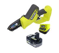 RYOBI - Élagueur à main 18V - Brushless/moteur sans charbons - guide 10 cm - 6 m/s - tendeur sans outil - 1 batterie lithium+ 18V 2,0 Ah et 1 chargeur 1,5 A - RY18PSX10A-120