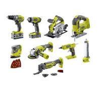 Ryobi Ensembles d'outils sans fil, 9 pièces, 18V/1x5,0 + 1x2,0 Ah - R18CK9-252S