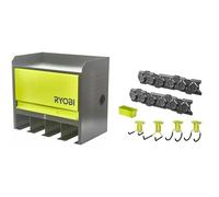 RYOBI - Etagère Murale 430 x 483 x 282 mm - Charge Max. : 150 kg - 1 Porte et 4 emplacements de Rang & Kit de d'intallation Complet Link, Rangement pour Garage et Atelier - Syteme Link