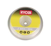 RYOBI Fil de Coupe Rond 2,0 mm x 50 m RAC103 pour Coupe-Bordures RLT36 | Bobine de 50 mètres en réserve, diamètre 2,0 mm, fil blanc, débroussailleuses 36 volts et thermiques, herbe dense et ronces