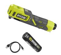 Ryobi - Gonfleur 4V USB Lithium - jusqu'à 6,9 bars - Livré avec 2 embouts de gonflage, câble USB-C + batterie 3Ah (Powerbank - recharge les téléphones)