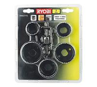 RYOBI - Kit 7 Scies Cloches Bois RYOBI - Ø 32 à 54mm - Pour Installation Serrures, Passe-Câbles & Travaux d'Agencement - Foret Centreur Inclus - RAK07HS