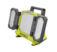 RYOBI Lampe LED 3 Panneaux Orientables 18V ONE+ RLP18-0 (Sans batterie) | Module central à 130° et modules latéraux à 360°, montage sur trépied, format compact, chantier, garage, peinture, atelier