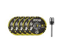 RYOBI - Lot 5 Disques à Tronçonner RYOBI - + Mandrin Twist Lock - Coupe Métal, Plastique, Placo & Béton - Fixation Rapide - RAR301-6