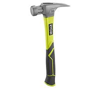 RYOBI - Marteau de Charpentier - RH16FSS - 450g, Manche Fibre de Verre, Arrache-Clous, Magnétique
