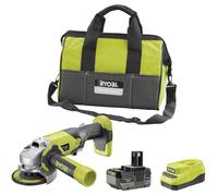 RYOBI Meuleuse d'angle 18V ONE+ Ø115 mm - batterie 4Ah + chargeur - sac de transport inclus - R18AG-140S