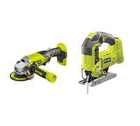 RYOBI - Meuleuse d'Angle Électrique Sans Fil 18V ONE+ Ø115mm & Scie Sauteuse Pendulaire 4 Positions 18 V ONE+ Sans Fil Pour Coupes Parfaites, Sans Éclat, Droites, de Finitions