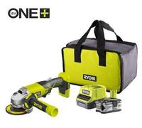 Ryobi Meuleuse d'angle sans fil 115mm Kit R18AG-140S 18V Système ONE+ avec chargeur, batterie 4Ah et une trousse à outils Kit complet Meuleuse d'angle sans fil