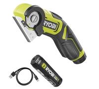 Ryobi - Mini-scie 4V USB Lithium - Livrée avec 1 lame 38 mm + câble USB-C + batterie 3Ah (Powerbank - recharge les téléphones)