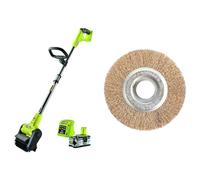 RYOBI Nettoyeur de sol sans fil à batterie 18V ONE+™pour terrasse bois et carrelage avec 1 batterie 40Ah & chargeur RY18PCB140 & Brosse joints métallique pour nettoyeurs de joints RAC814