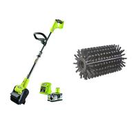 RYOBI Nettoyeur de sol sans fil à batterie 18V ONE+™pour terrasse bois et carrelage avec 1 batterie & Brosse universelle en nylon toutes surfaces pour nettoyeurs de sols RAC816