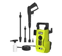RYOBI - Nettoyeur Haute Pression 1400 W - 110 Bars - 390 L - Flexible 5 m PVC - Lance Vario - Lance Turbo - buse détergent 0,35 L - RY110PWA