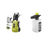 RYOBI - Nettoyeur Haute Pression 2000 W - 150 Bars - 450 L - Flexible renforcé Acier 8 m & Buse détergent 750 ML pour Pistolets Haute Pression RAC748