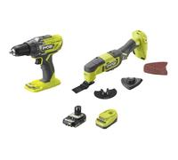 Kit d'outils sans fil Ryobi R18CK2G-1C20G, 18 V ONE+, batterie 2 Ah, 1 batterie, chargeur rapide 1,5 A