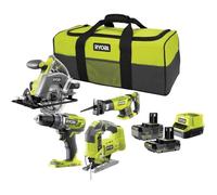 Ryobi Pack 4 outils sans fil ONE+ RCK184C-242SL avec 2 batteries et chargeur