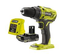 RYOBI Perceuse à Percussion 18V ONE+ 50 Nm R18PD32-1C20G Batterie 2,0Ah | Mandrin 13 mm, 24 positions de couple, 2 vitesses, 500 à 1800 tr/min, accu 2,0 Ah et chargeur livrés, système by-pass