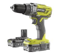 Ryobi Perceuse à percussion R18PD3-220S 18V ONE+ 50 Nm mandrin 13 mm - 2x2,0 Ah, chargeur, sac