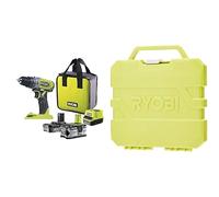 RYOBI - Perceuse-Visseuse à Percussion 18V ONE+ - 2 Vitesses - Livrée avec 1 Batterie Lithium+ 2,0Ah et 1 Batterie Lithium+ 4,0Ah, 1 Chargeur et 1 Sac de Rangement - R18PD2-242S & - Mallette 127 acces