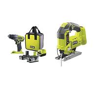 RYOBI - Perceuse-Visseuse à Percussion 18V ONE+ - 2 Vitesses & Scie Sauteuse Pendulaire 4 Positions 18 V ONE+ Sans Fil Pour Coupes Parfaites, Sans Éclat, Droites, de Finitions