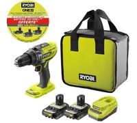 RYOBI Perceuse-visseuse à percussion 18V ONE+ 50Nm - batterie 2Ah + chargeur - sac de transport inclus - R18PD3-220S