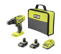 RYOBI - Perceuse-visseuse à percussion sans-fil 18V - 2 vitesses - 50 Nm - 500-1 800 tr/min - mandrin 13 mm livrée avec 2 batteries 2Ah, chargeur, malette - R18PD32-2C20SP