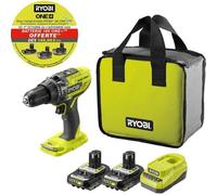 Ryobi Perceuse-visseuse à percussion sans fil 18V ONE+ R18PD3-220S 50Nm, 2 batteries 2Ah, chargeur et sac de transport