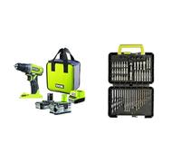 RYOBI - Perceuse-Visseuse Sans Fil 18V ONE+ - 2 Vitesses - Livrée avec 1 Batterie Lithium+ 2,0Ah & Coffret 60 accessoires de perçage et de vissage - RAK60DDF