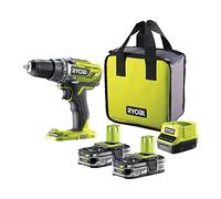 RYOBI - Perceuse Visseuse Sans Fil 18V ONE+ R18DD3-215S - 2 Batteries 1.5Ah + Chargeur - Mandrin 13mm, 2 Vitesses, 24 Positions, Idéale Bricolage, Bois, Métal, Visseuse Puissante et Compacte