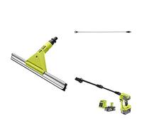 Ryobi - Pistolet Haute-Pression Sans Fil 18V ONE+ 22bar 182L - Buse 3-en-1 - Nettoyeur Toute Surface - Tuyau 6m avec Crépine et Filtre - Livré avec 1 Raclette, 1 Lance d'extension 12 m, 1 Batterie 2,5