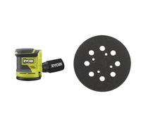 RYOBI - Ponceuse Excentrique 18 V ONE - 125 mm - 3 Abrasifs pour Retirer Peinture, Vernis et Poncer les Petites Surfaces - Idéale pour la Restauration de Meubles et Travaux de la Maison - RROS18-0