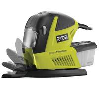 RYOBI - Ponceuse multifonction 180 W - 6 000 à 12 000 oscillations/min + sac et 30 abrasifs (10 feuilles 1/3, 10 emporte-pièces triangulaires, 10 emporte-pièces à picots) - RMS180-SA30