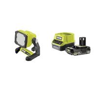 Ryobi - Projecteur LED 18V - 3 intensités - 1800/800 / 400 Lumens - tête orientable à 360°- 1 batterie 2Ah et 1 chargeur rapide