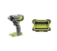 Ryobi R18IDBL-0 Visseuse a Choc DeckDrive & 4892210149084 Coffret Antichocs 10 Accessoires de Vissage, Multicolore